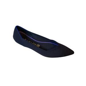 Rothy's Pointed Toe Flat in Navy with Purple Trim